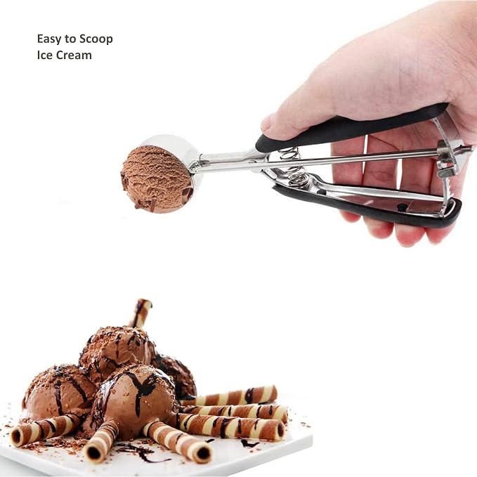 Ice Cream & Cookie Scoop, 3 Tbsp/ 45 ml/ 1.5 oz, Stainless Steel, Trigger Release, Non-slip Grip