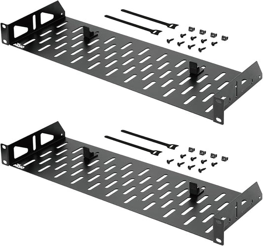 Tecmojo 1U Rack Shelf,19 inch Rack Shelf 6 inch Depth,Rack Mount Shelf with Anti-Slip Stops,Server Rack Shelf and Network Shelf for 19 in Equipments, 55lbs Capacity of Vented 1U Shelf,No Lip(2 Pack)