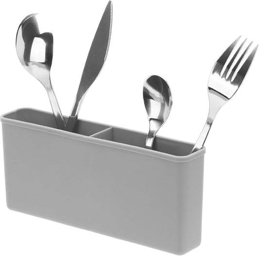 iPEGTOP Cutlery Utensil Silverware Drying Rack Basket Holder with Hooks - Flatware Storage Solution for Kitchen Dish Drainer Dish Drying Rack, Grey