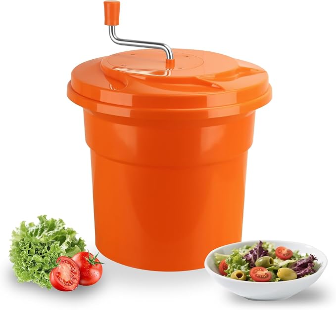 5 Gallon Salad Spinner,Large Capacity Vegetable Friuts Salad Dryer,Commercial Manual Salad Mixer for Restaurants Kitchen & Catering,Green & Orange. (Orange, 5 Gallon)
