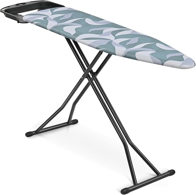KINGBOARD Foldable Ironing Board Full Size, Iron and Ironing Board Set Large Size, Iron Boards with Ironrest & Adjustable Height,Heavy Duty Iron Table Stand with Metal Legs &Thick Cover,14×54 Blue