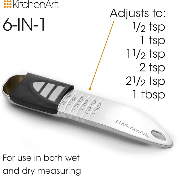 KitchenArt Pro Adjustable Measuring Set, TBL, TSP & 2 Cup Measuring Cup Set | The Essentials For Baking & Cooking | Adjustable Tablespoon, Teaspoon & 2 Cup Measuring Cup | Adjustable Measuring Tools