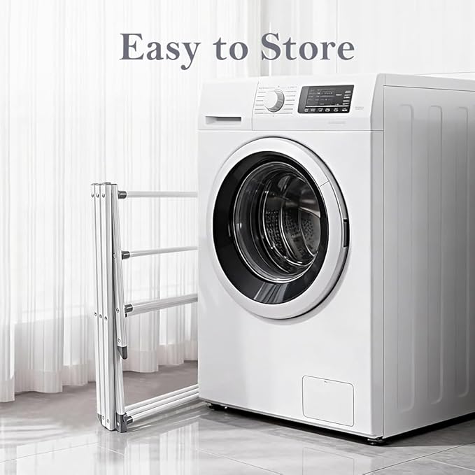 4-Tier Foldable Clothes Drying Rack 15" D x 29" W x 52" H - White | Portable Extendable Laundry Drying Rack for Indoor Air Drying Clothing with 4 Hangers