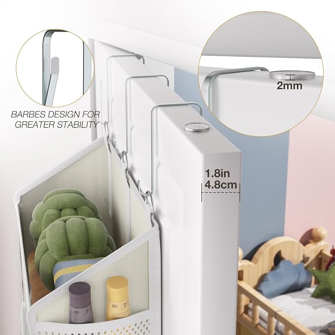 Over the Door Organizer with 5 Front & 10 Mesh Side Pockets, Versatile 5 Shelf Hanging Door Organizer 50lb Capacity Extra Large Storage Space-Saving with 3 Hook for Closet, Kitchen, Pantry, Beige