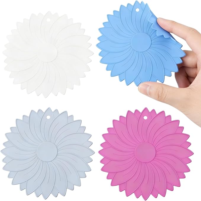4 Pack Silicone Jar Opener Gripper Pads, Non-Slip Grippers for Opening Jars, Easy-Twist Jar Openers for Weak Hands and Seniors, Dishwasher Safe, Heat Resistant (Neutral Colors)