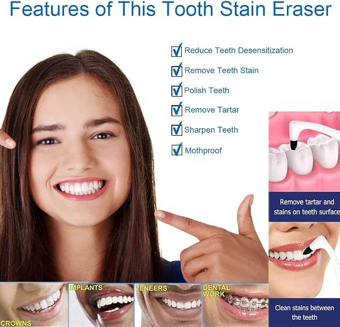 Tooth Stain Remover, Dental Plaque Tool, Tartar Eraser Polisher, Professional Teeth Whitening Polishing Cleaning Kit, Home Calculus Removal Effectively, NOT Electric Cleaner Brush/Dentist
