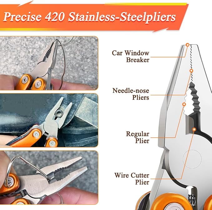 14-in-1 MINI Multitool Pliers, Portable Multitool Pliers Pocket Knife Gifts for Men on Father's Day Christmas, (EDC) Pocket Multi Tools for Outdoor, Garden, Camping, Hiking, Everyday Carry.
