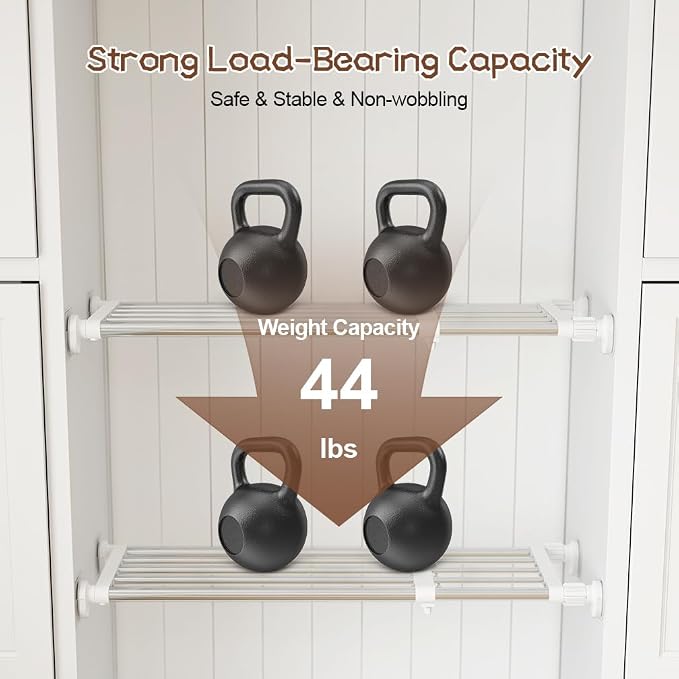 Tension Shelf Expandable Rod Closet Tension Shelf Heavy Duty Clothes Hanger | System Heavy Duty Clothes Hanger Adjustable DIY Garage Bathroom Kitchen Storage Organizer Shoe Rack, Plant Stand, Bookshelf
