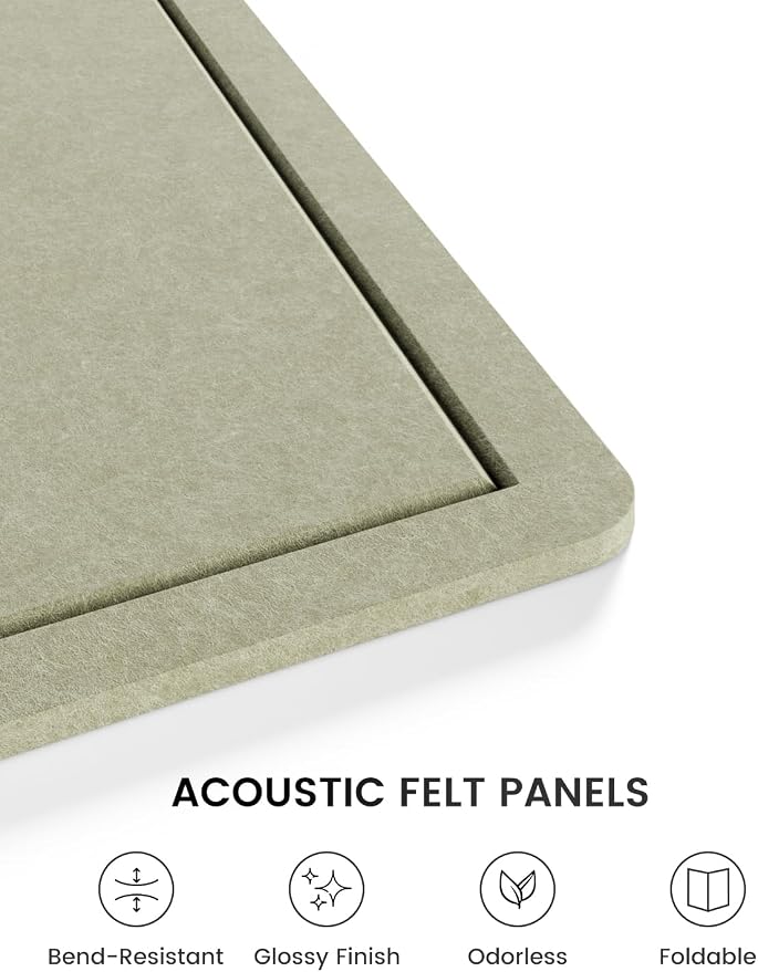 Fluxynara 47.2" x 35.4" Large Bulletin Board, Sage | Cork Board Alternative with 24 Removable Adhesive Tabs, Foldable Felt Pin Board for Home, Office, Classroom & Dorm