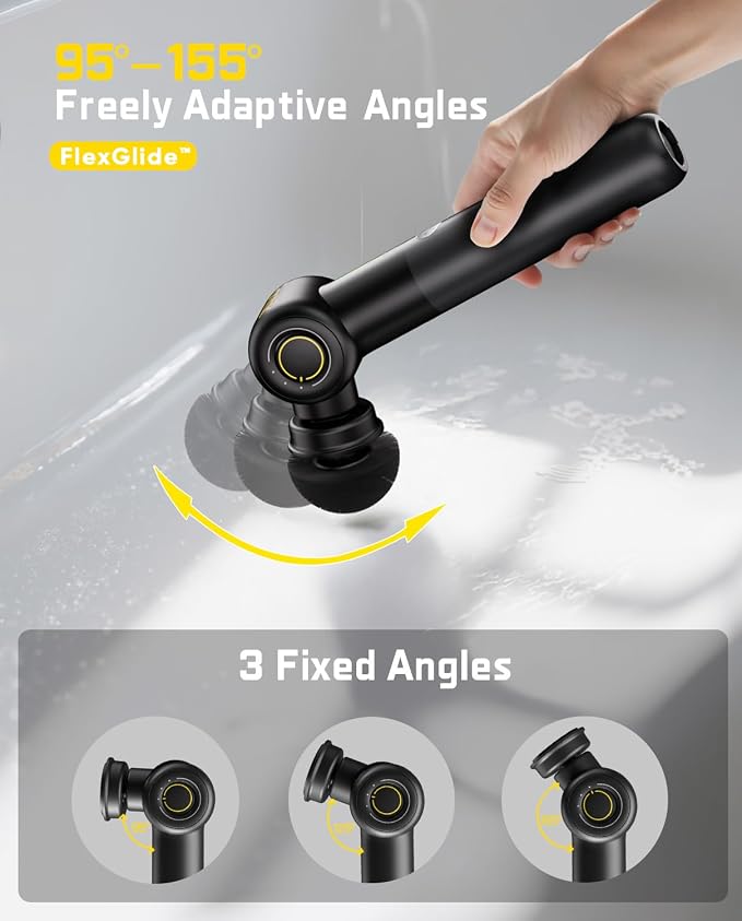 Fanttik Flip G9 Pro Electric Scrubber, VoltiPulse Motor, Dual-Speed Cleaner with 6 Brush Heads, Adjustable Angle & Extendable Handle, IPX7 Waterproof, Type-C Charge for Bathroom, Tile, Grout - Black