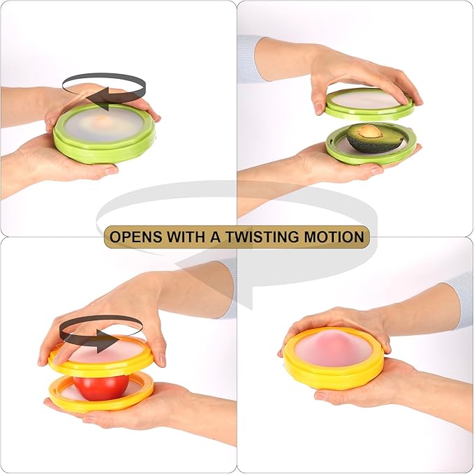 Winb Avocado Saver & Onion Storage Set of 4 Reusable Fruit and Veggie Savers - Ideal for Avocados, Tomatoes, Apples, Garlic, Onions, and More