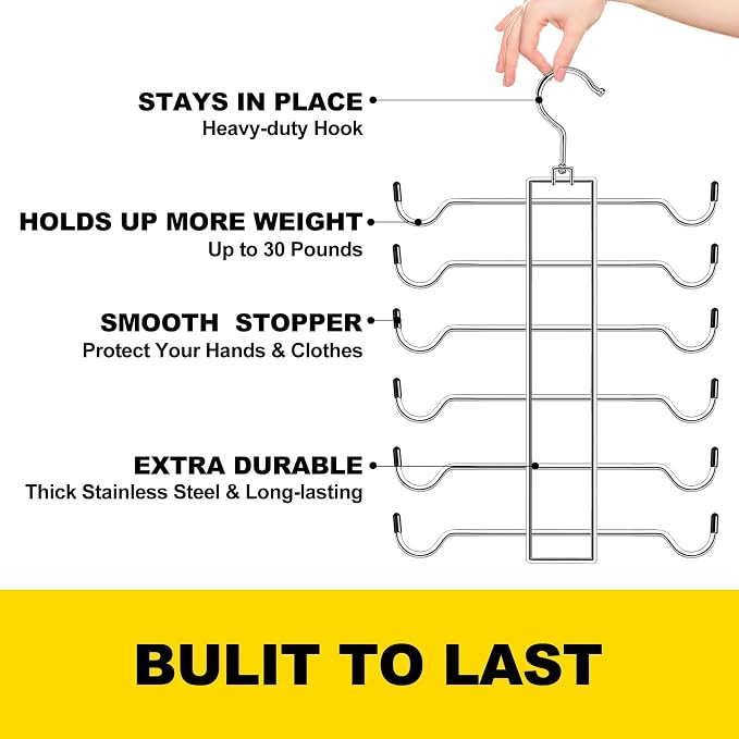 1 Pack Tank Top Hanger Space Saving, Closet-Organizer-and-Storage for Small Space, Non-Slip 6-Tier Hanging Sport Bras Holder, Dorm-Room-Essentials-for-College-Students-Girls Camisoles Swimsuits Dress
