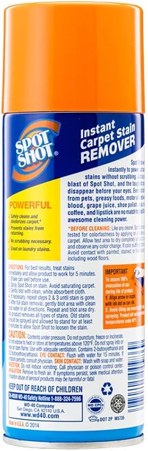 Spot Shot Professional Instant Carpet Stain Remover No-Scrub Aerosol, 14 oz