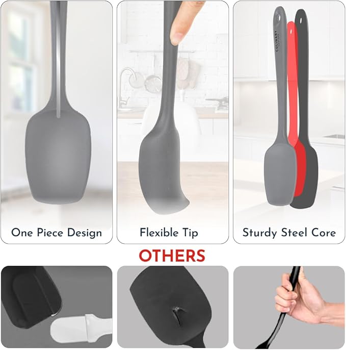 4-Piece Silicone Baking Spatula Set - Rubber Spatulas Silicone Heat Resistant, BPA-Free - Spatula Set for Nonstick Cookware - Baking Essentials