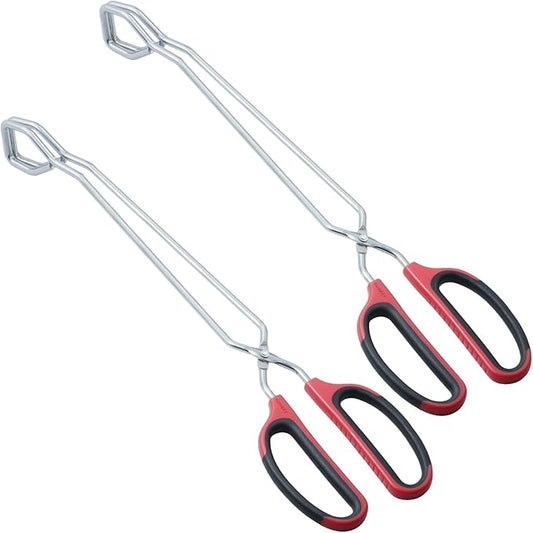 HINMAY Stainless Steel Scissor Tongs 15-Inch Heavy Duty Grilling Tongs, Set of 2