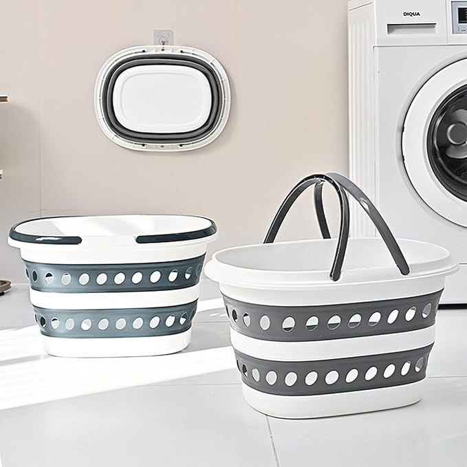 2 Pack Compact Collapsible Laundry Basket, Small Size Pop-Up Hamper Perfect for Bedroom Side,Bathroom,Travel, Not for Large Families, Foldable with Handle, Measures 16 x 12.5 x 9.5 In, (Blue)