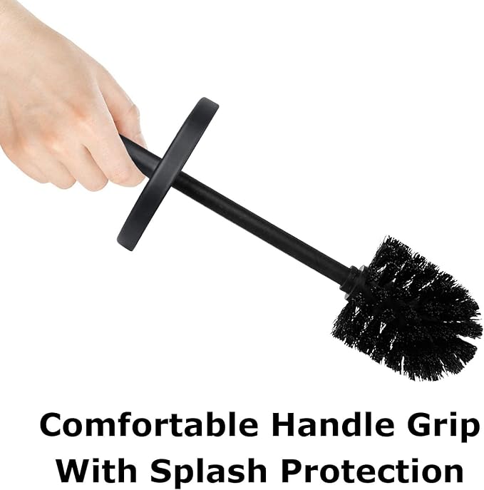 Blue Donuts Toilet Brush and Holder – Cleaning Brush Holder, Toilet Brush with Holder, Toilet Bowl Cleaner Brush and Holder, Stainless Steel, Black