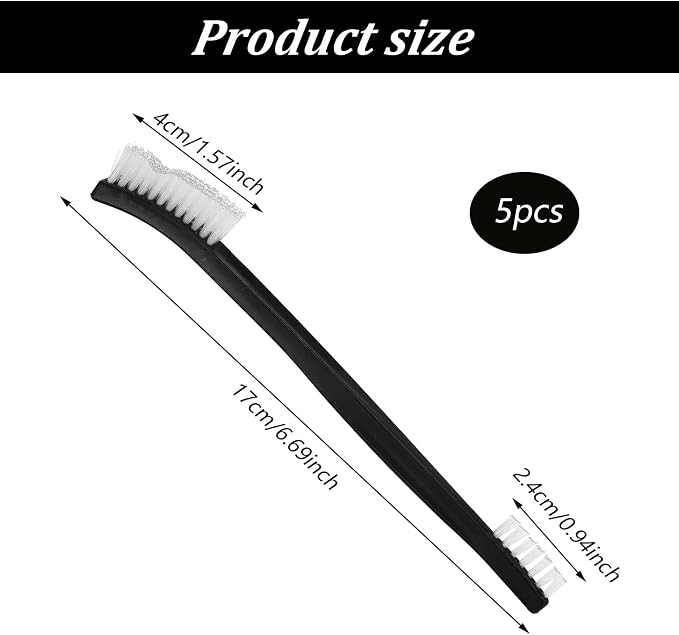 5Pcs Double-Ended Detail Cleaning Brush Nylon Brushes Small Detailing Crevice Brush Mini Stiff Bristles Brushes for Cleaning Jewelry Cleaning Brush Corner Small Space