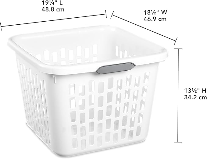 Sterilite Square Laundry Basket, Plastic Clothes Hamper, 24 Pack | 1.5 Bushel Capacity, White, Large Bin with Comfort Grip Handles and Reinforced Rim