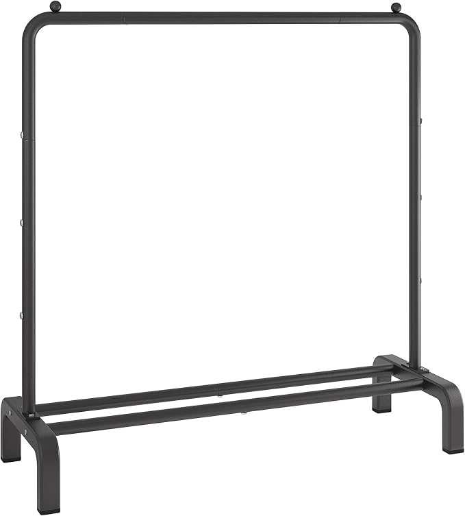 JIUYOTREE Metal Clothing Rack, 43.3 Inches Garment Rack with Bottom Shelf for Hanging Clothes, Coats, Skirts, Shirts, Sweaters, Black