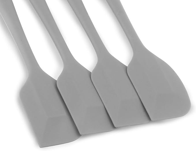 Silicone Spatula 4-piece Set, Heat-Resistant Non-stick Rubber Spatulas with Stainless Steel Core, Grey (Pack of 2)