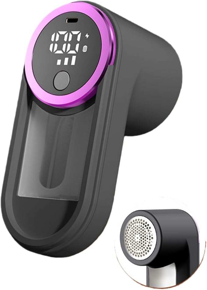 Rechargeable Fabric Shaver, Electric Lint Remover with LED Display, 3-Speed Pill Remover for Clothes & Furniture (Smart Gray)
