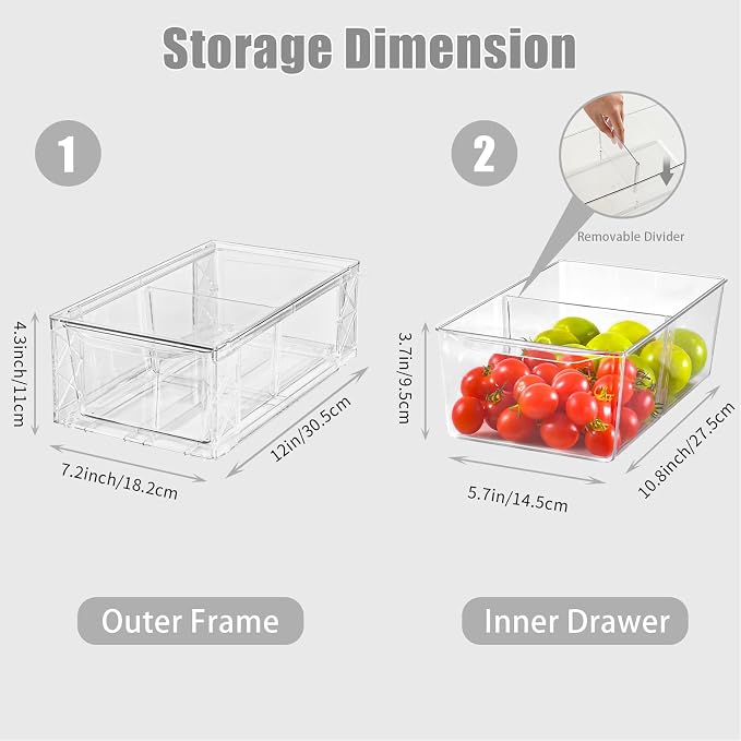 Clemate 8Pack Stackable Kitchen Storage Organizer,Pantry Organizers and Storage, Foods Organizer Bins, Fits Kitchen, Pantry, Cabinet, Closet, All Purpose Portable Household Containers
