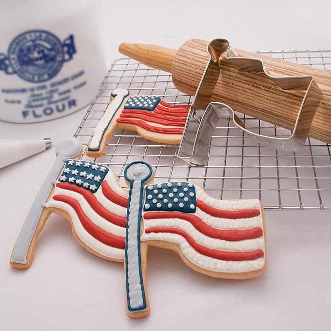 Ann Clark 3-Pc Fourth of July Cookie Cutter Set (Flag, Shooting Star, USA Map), Made in USA