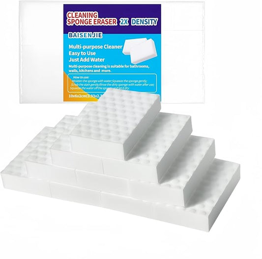 Magic Sponges Eraser,10 Pack Melamine Sponge in Bulk,2X Density,Easy to Use | Just add Water,Long Lasting,Cleaning Sponge for Kitchen, Bathroom,Bathtub, Sink,Furniture, Wall Cleaner