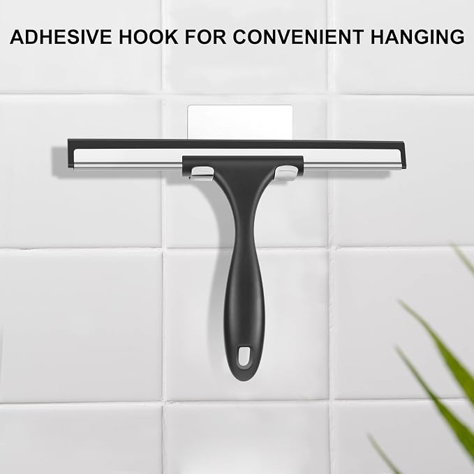 SetSail Shower Squeegee for Glass Doors Stainless Steel Squeegee for Shower Glass All-Purpose Window Squeegee for Tile Shower Walls, Bathroom, Sink, Mirror, Car Window Cleaning 10 Inches