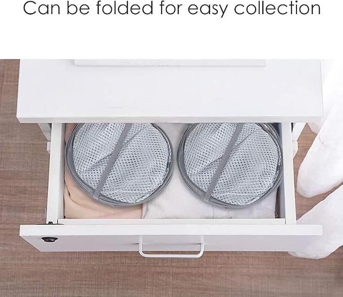 Larpur Pack of 3 Pop up Laundry Hampers, Collapsible Laundry Baskets, Gray | Portable Mesh Clothes Hampers for Home Room, College Dorm, Apartment, Foldable Hamper with Carry Handles