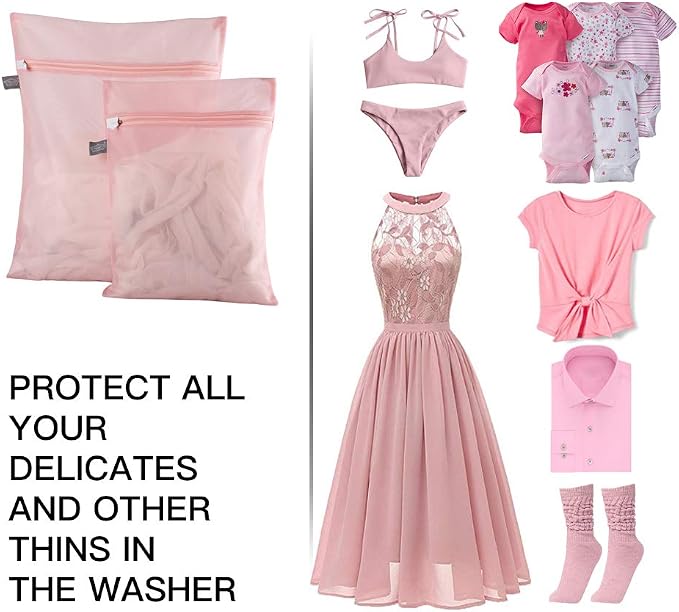 Lingerie Bag for Washing Delicates, Pink Laundry Bag for Delicates | Mesh Washing Bags for Wash Intemates, Underwear, Bra, Delicates, Tumble Dryer Safe, Privacy, For Women, Lady, Gril