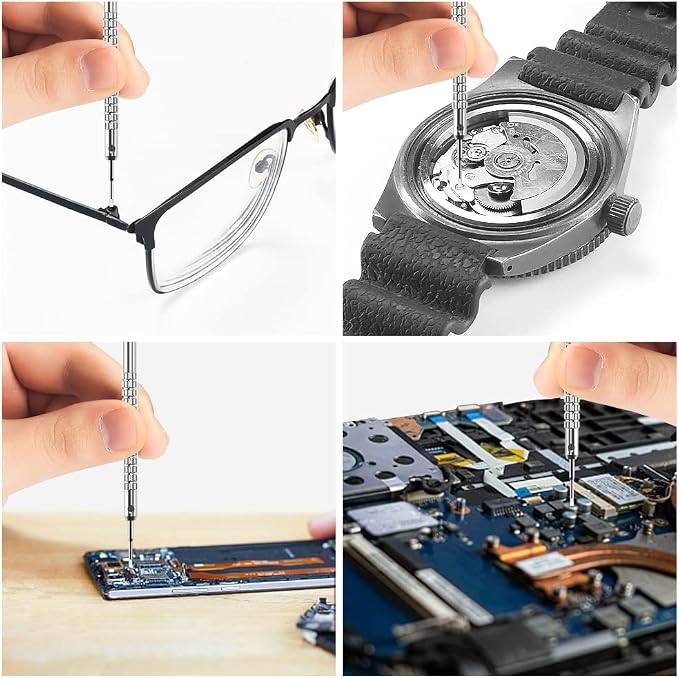 10 pcs Precision Slotted And Phillips Watch Screwdriver Set Different Sizes With 20 Extra Replace Blades Watchmaker Screwdriver Set for Watch,Jewelry,Eyeglass，The Best Gift for Dad