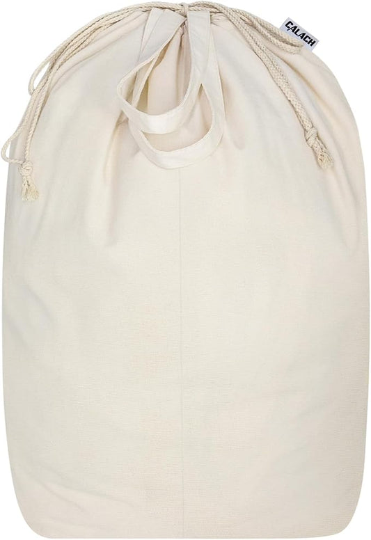 Canvas Laundry Bags with Handles & Square Base 16"Wx16"Depth x27.6"H,Beige | Extra Large Heavy Duty Laundry Basket Hamper Liner Replacement, Washable Drawstring Dirty Clothes Bag Canvas Storage Sack