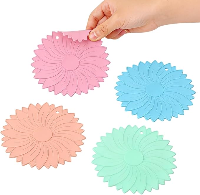 4 Pack Silicone Jar Opener Gripper Pads, Non-Slip Grippers for Opening Jars, Easy-Twist Jar Openers for Weak Hands and Seniors, Dishwasher Safe, Heat Resistant (Candy Colors)