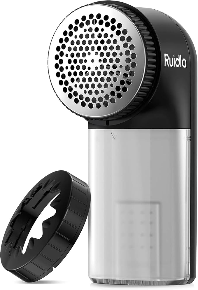 Ruidla Fabric Shaver Lint Remover, Sweater Shaver to Remove Pilling | Lint Shaver with 2-Speed Power Adjustment, Fuzz Shaver for Clothes Balls-Battery Operated, Easy Removable Bin for Fuzz(Black)