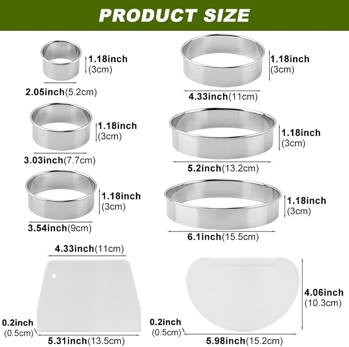 6PCS Round Cookie Cutters Set,Stainless Steel Biscuit Cutters For Baking,Round Cookie Biscuit Cutter in Graduated Sizes Shape Mol ds for Pastries Doughs Doughnuts(Silver,Size:2, 3, 3.5, 4, 5, 6 Inch)