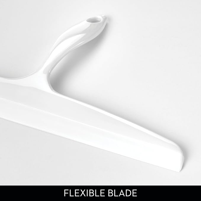 iDesign Bathroom Plastic Shower Squeegee, White | Wall Hook Included