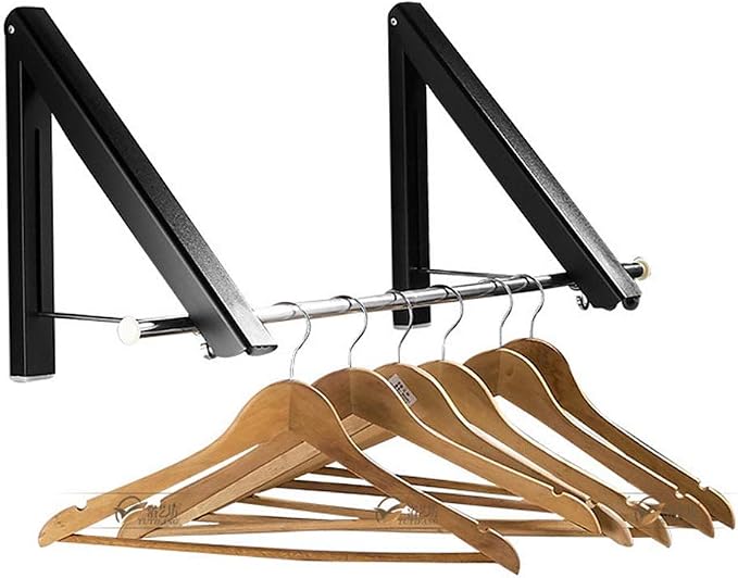 Retractable Clothes Rack, Aluminum Alloy Folding Clothes Airer Coat Hanger Drying Rack for Laundry Room Closet Clothes Wall Mounted Black