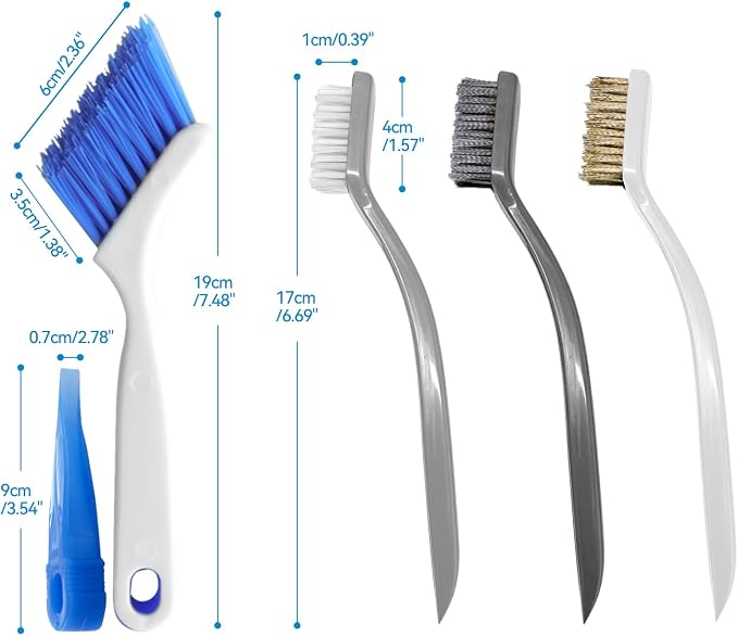 4PCS Crevice Cleaning Brush, Hard Bristle Gap Scrub Groove Brush for Home, Bathroom, Kitchen, Corners, Sink, Sliding Door Rails, Window Track, Tile Grout