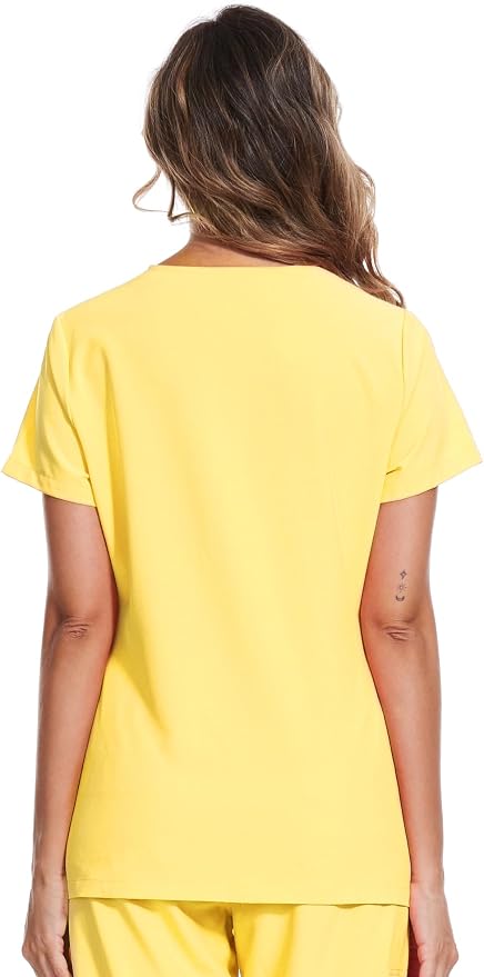 Scrubs Tops for Woman - Soft Stretch, V-Neck Tops | 3 Pockets, Side Split Design, Short Sleeve, Breathable & Lightweight Nursing Shirt, Easy-Care Fabric for All-Day Comfort