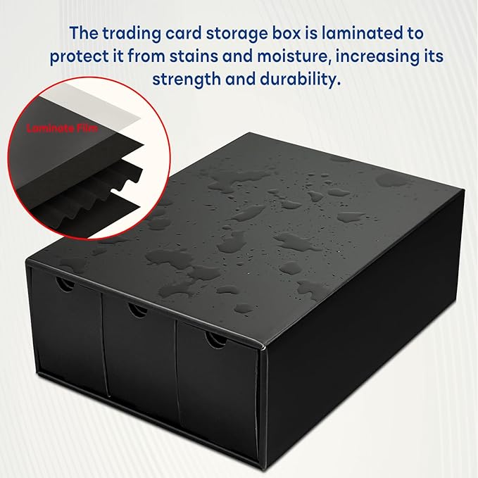 Fageverld Trading Card Storage Box with 100 Dividers, Cardboard Collectors Cards Organizer Box for MTG Baseball Sports Collection (Black- 24 drawer)