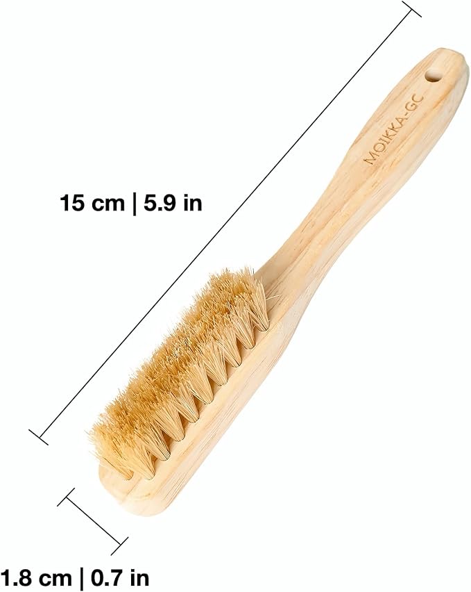 3Pcs Small Wood Laundry Stain Brush Set with Boar Bristles, Stain Remover for Delicates, Cotton, Linens and Shoes, Portable Laundry Scrub Brushes for Fresh Clean Fabric