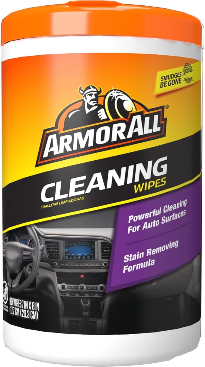 Armor All Car Cleaning Wipes, 90 Count Canister, Car Wipes | Lint-free car dashboard cleaner for dashboards, vinyl, clear plastics, carpet and fabric; not for glass or leather