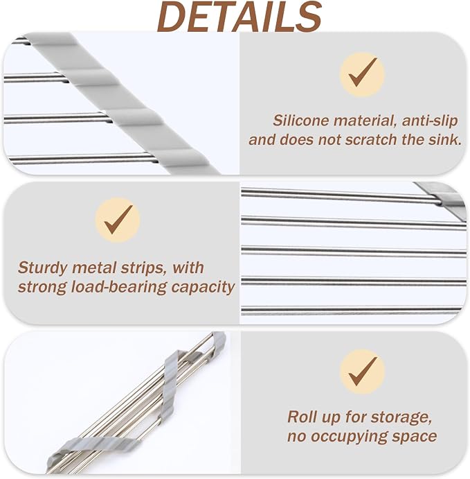 Triangle Roll-Up Dish Drying Rack and Sponge Holder for Kitchen Sink - Foldable Stainless Steel Dish Drying Rack for Sink Corners, Multipurpose Over The Sink Kitchen Drainer, Save Space