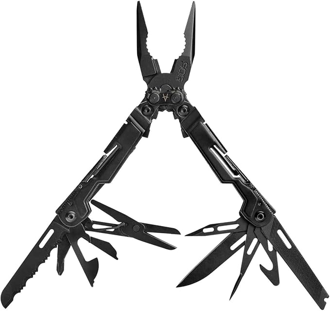 SOG PowerPint Mini Compact Stainless Steel Multi-Tool, 18 Lightweight Specialty Tools & SOG Multitool Pliers Pocket Knife, Black | 5 in Open and 3.25 in Closed, 4.2 Oz, Magnetic 1/4 in Hex Bit Holder, Black