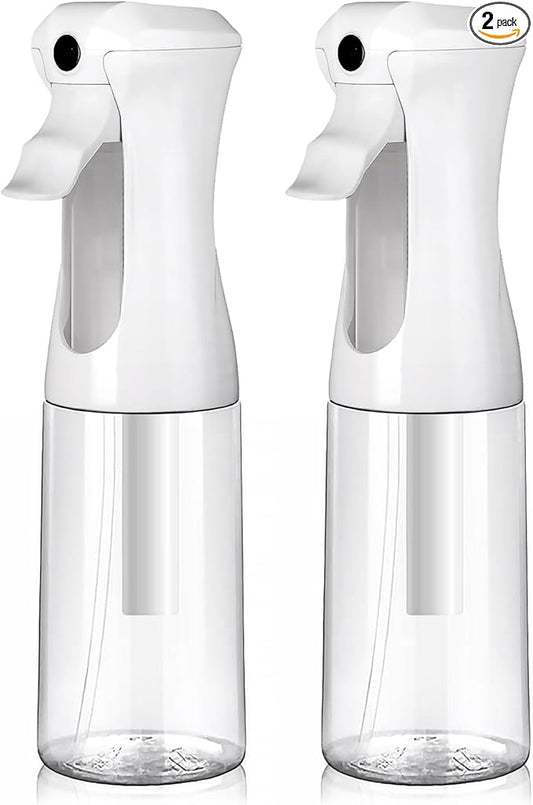 VIGOR PATH Continuous Spray Bottle for Hair – Fine Mist Mister for Hairstyling, Cleaning, Plants, Pets, Barbers, Salons, and Essential Oil Applications (200ml/6.7 oz) Clear 2 Pack