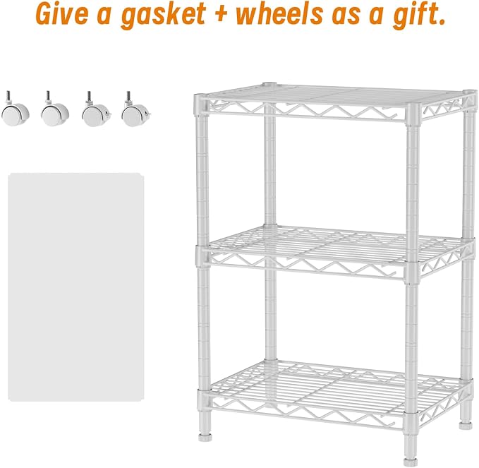 Golpart 3Tier Adjustable Storage Shelves Metal Wire Shelving Standing Shelf | Utility Heavy Duty Unit Rack Closet Organize for Home Kitchen Laundry Room Organization Pantry 11.6"Dx17.6"Wx30"H White
