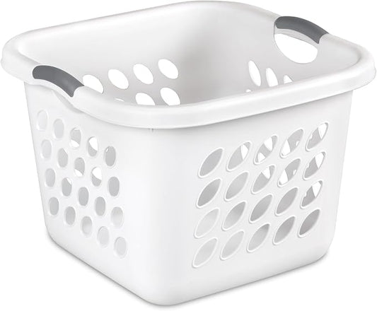 PEtbon 1.5 Storage Bushel Square Laundry Basket Plastic, Laundry Hamper White