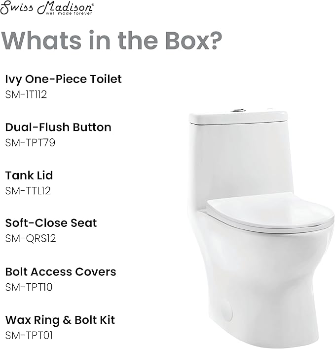 Swiss Madison SM-1T112 Ivy One Piece Toilet Dual Flush
